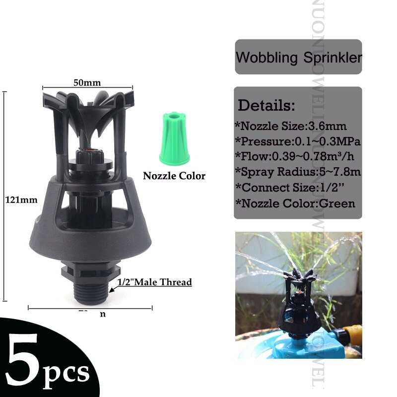 2 ~ 20 pièces durables arroseurs d'irrigation ferme verger oscillant buse rotative jardin pelouse paysage oscillant pulvérisateurs d'arrosage: 5pcs Green Nozzle