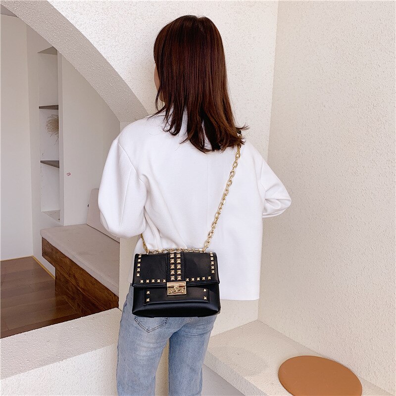 Original Rivet sac nouvelle coréenne serrure unique épaule sac de messager sac carré