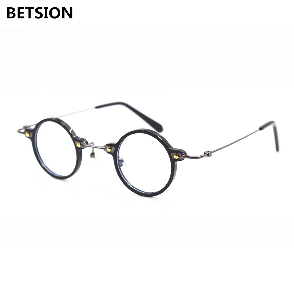 Marcos de anteojos redondos y pequeños para hombre y mujer, montura de anteojos hecha a mano de acetato de titanio, borde completo Rx able óptico, , 36mm