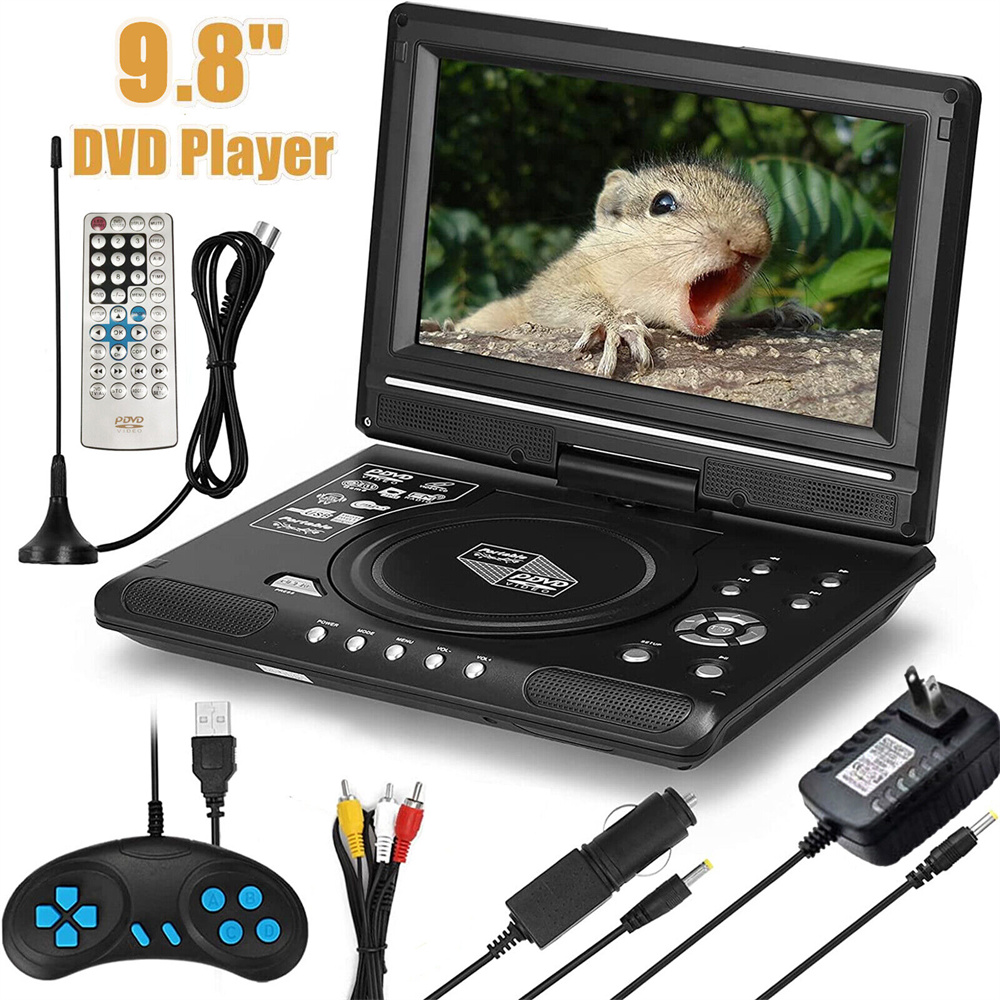 9 8 bærbar dvd-spiller hd-videospiller av-inngang utgang mini-tv for bil avspillingsenhet usa storbritannia eu au-plugg
