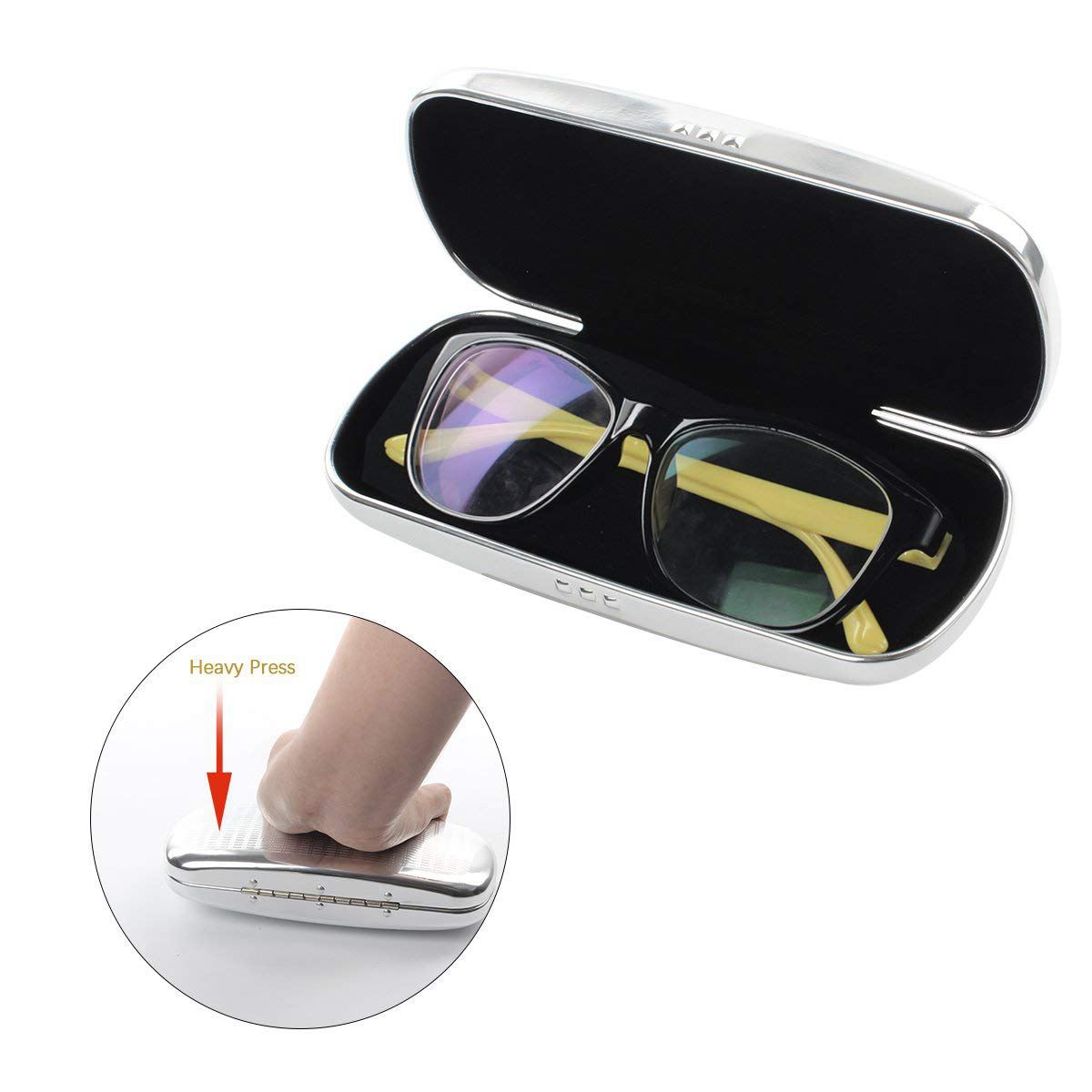 Glasses Case, Aluminum Hard Shell Eyeglasses Case Striped Spectacles Box