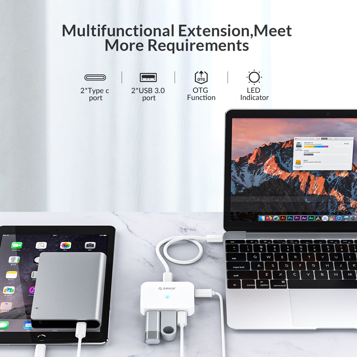 ORICO Multi 4 Port USB HUB Type-C USB3.1HUB USB Sp... – Vicedeal