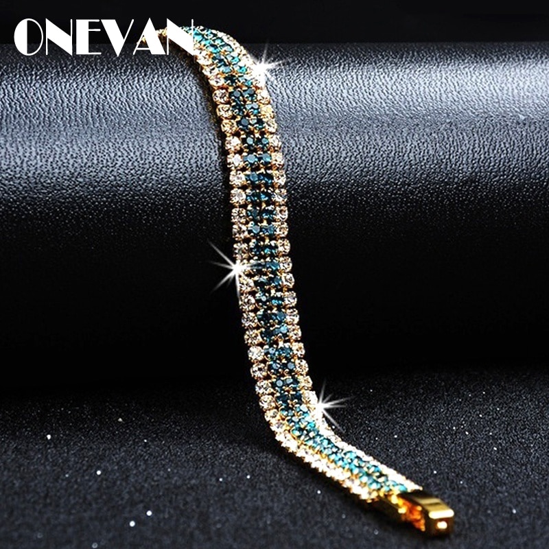 Frauen Römischen Stil Grün Weiß Strass Armband Elegante Charme Shinning Armreif für Mädchen Partei Engagement Schmuck