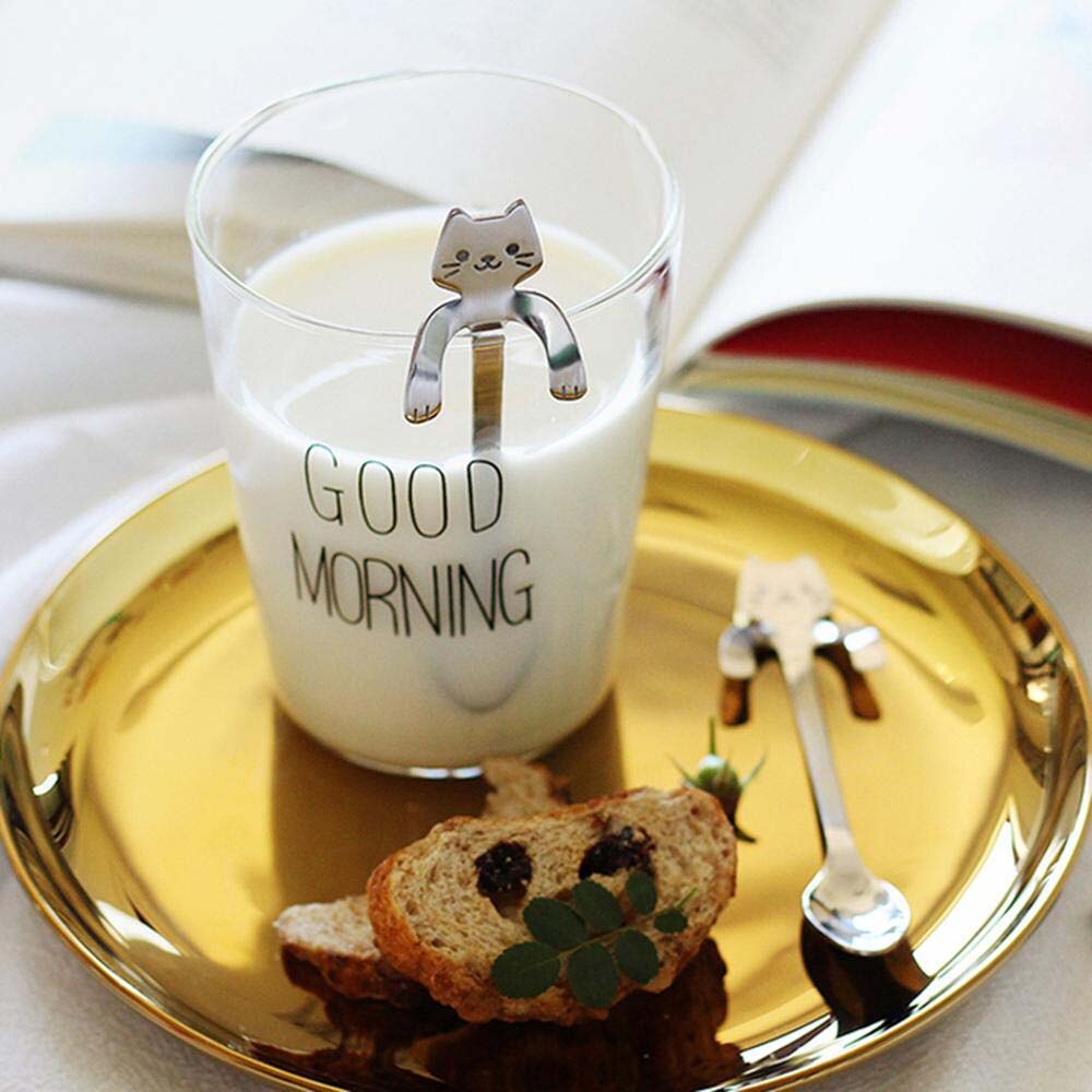 1Pc Rvs Mini Kat Kitten Lepels Voor Koffie Thee Dessert Drinken Mengen Milkshake Lepel Servies Set Keuken Benodigdheden