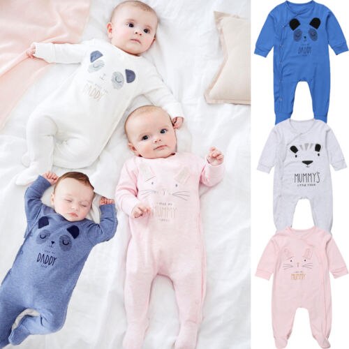 Pyjama de nuit pour bébé, vêtements d'automne pour bébés, mignon ours, pieds pour bébés, papa maman, grandit, en coton doux