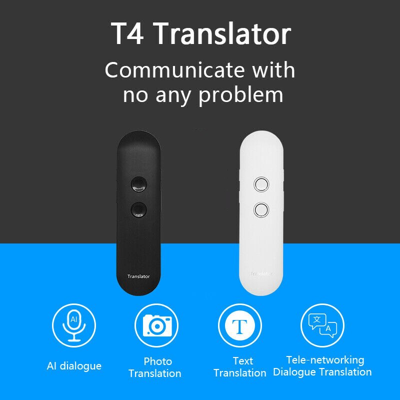Handheld Portable T4 Multi-Language Intelligent Voice Translation Photo Text Record Translation Device Compatible with Android a