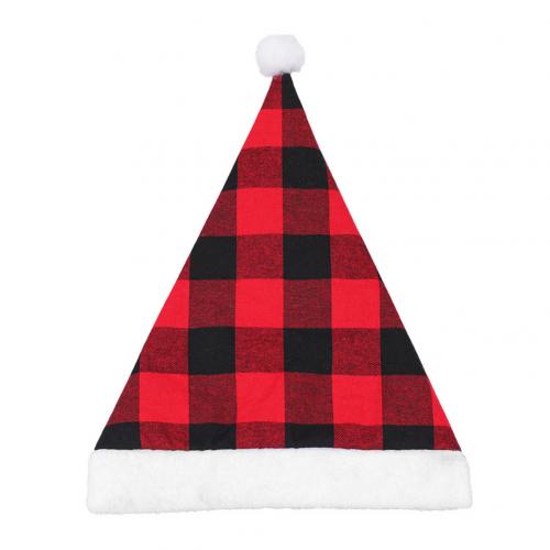 Nieuwjaar Dikke Pluche Kerst Hoed Kids Kerst Decoraties Voor Huis Kerstman Warm Winter: Red Black