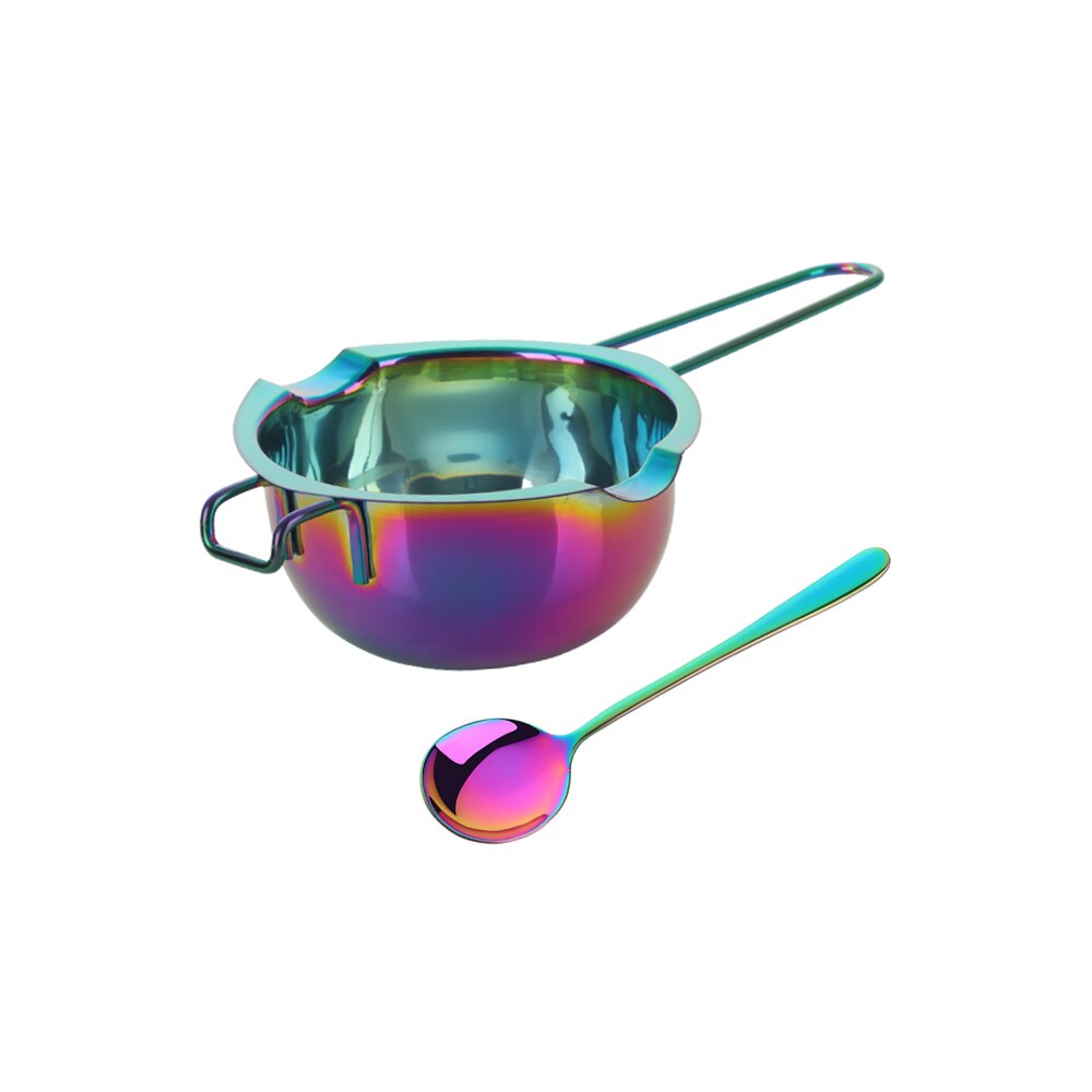 Stainless Steel Chocolate Melting Pot For Candy Candle Making Long Handle Wax Butter Heating Melting Bowl Dessert Baking Tools: No.0 With Spoon