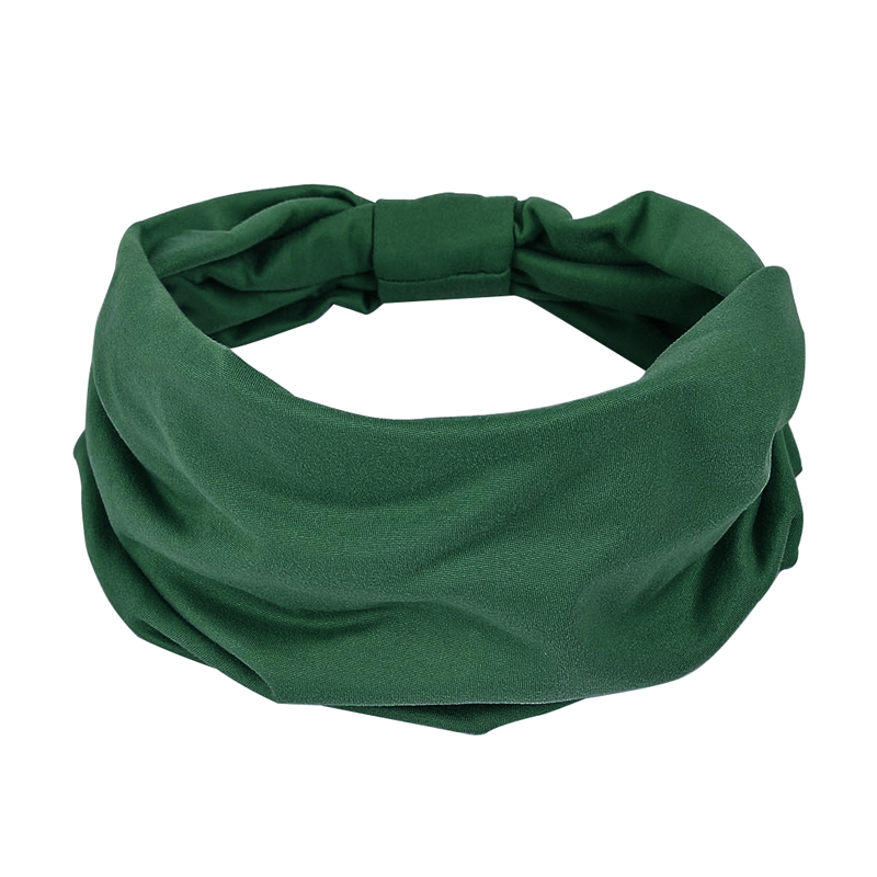 Diademas anchas para mujer, bandas elásticas suaves antideslizantes para el cabello, envolturas para la cabeza para Yoga y gimnasio, pañuelo de turbantes africanos de tela de algodón anudado: Verde militar