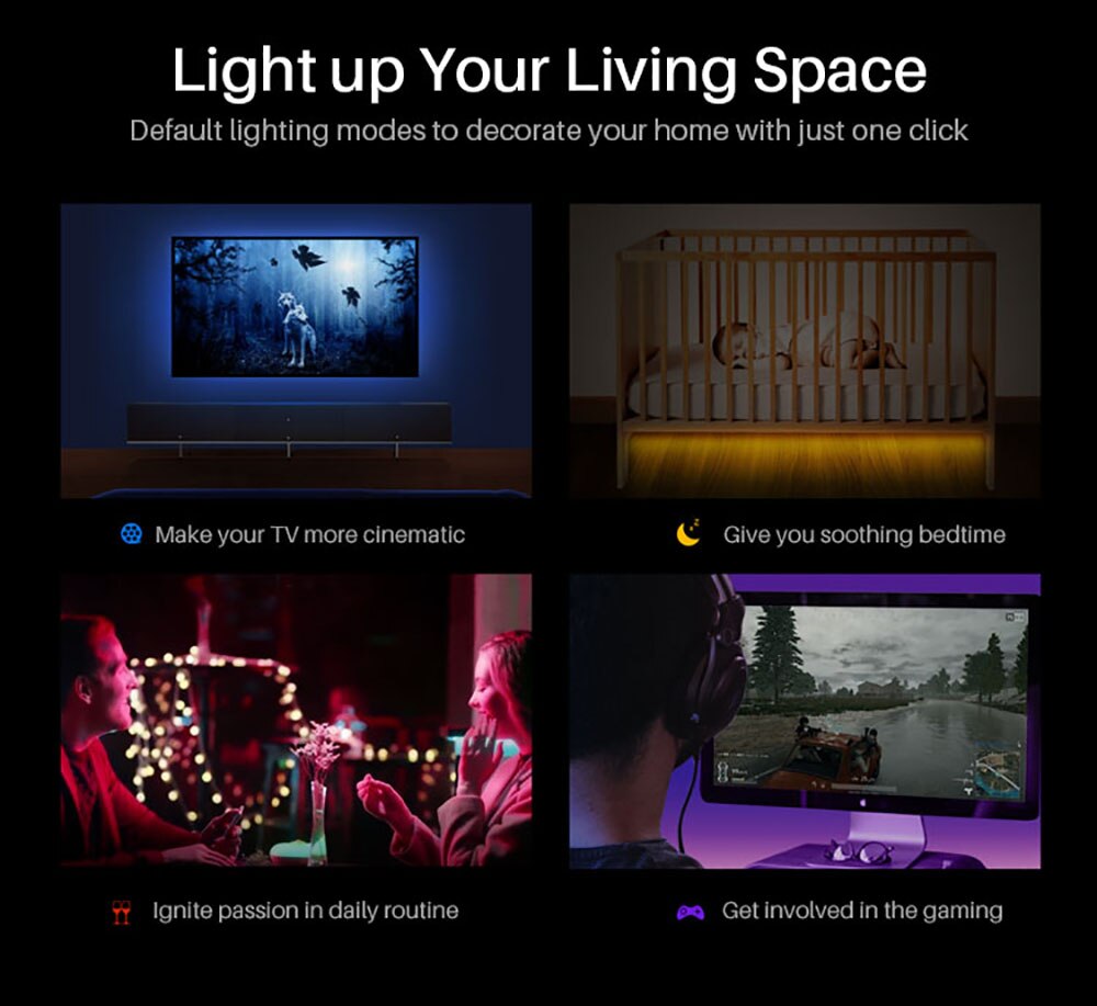 Home automation Smart LED Light Strip Dimmable Waterproof WiFi Flexible RGB Strip Lights Works with Alexa Google Home
