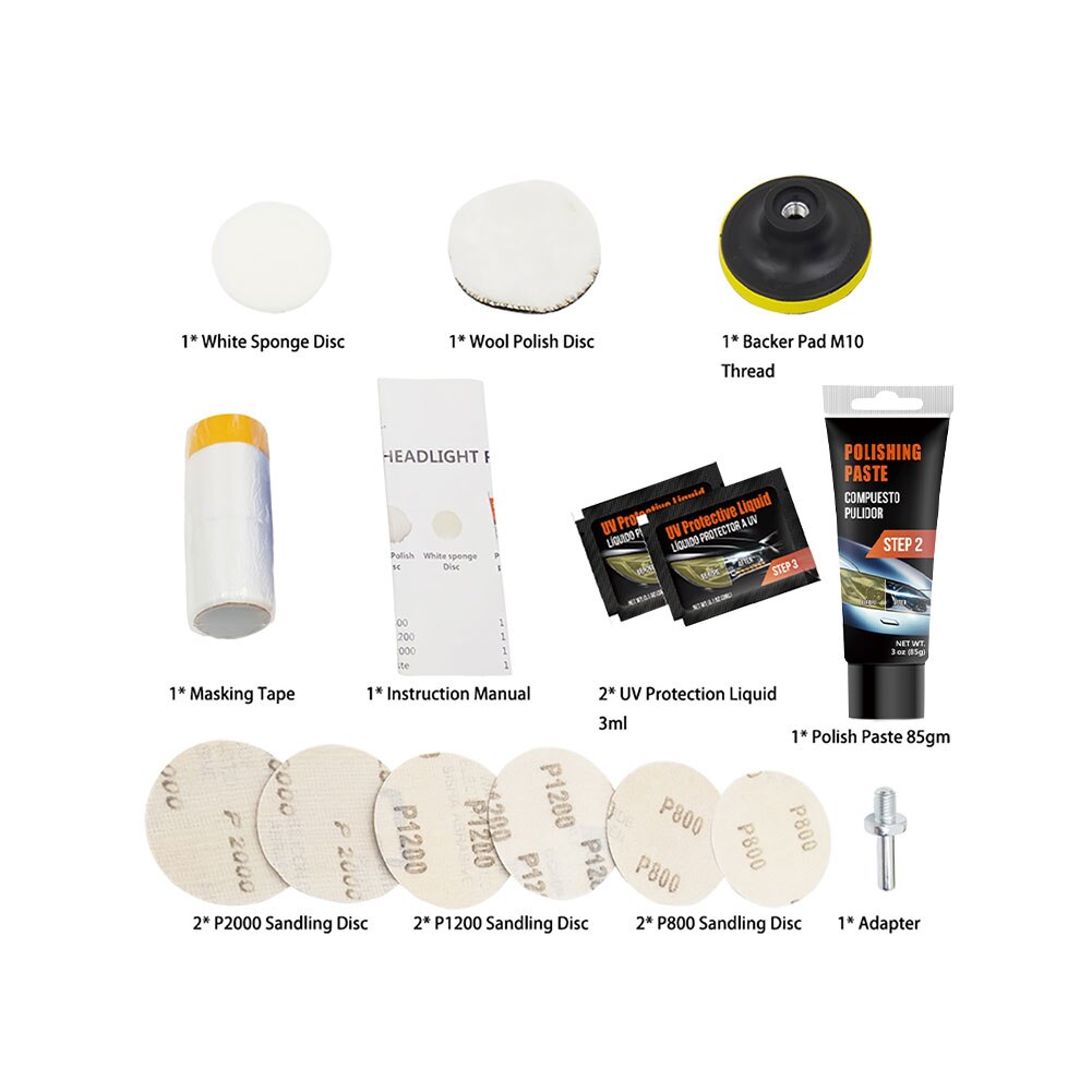 Car Light Repair Kit DIY Headlight Restoration Tool Scratch Repair Removal Set for Auto Vehicle Cleaning Maintenance Polishing