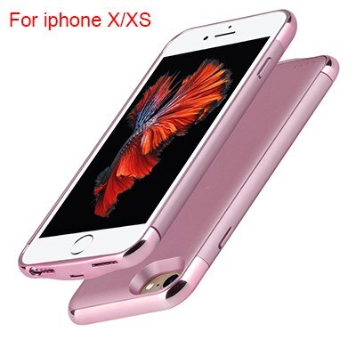 Voor iphone 6 6s 7 8 batterijlader case ultradunne externe back-up lader case voor iphone x  xs 6 6 s 7 8 plus powerbank case: Iphone x xs roze
