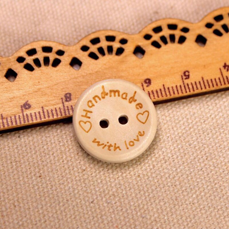 50 Stuks Ronde Houten Knoppen Scrapbooking 15/20/25 Mm Twee Gaten Handgemaakt Met Liefde Diy Craft naaien Accessoires