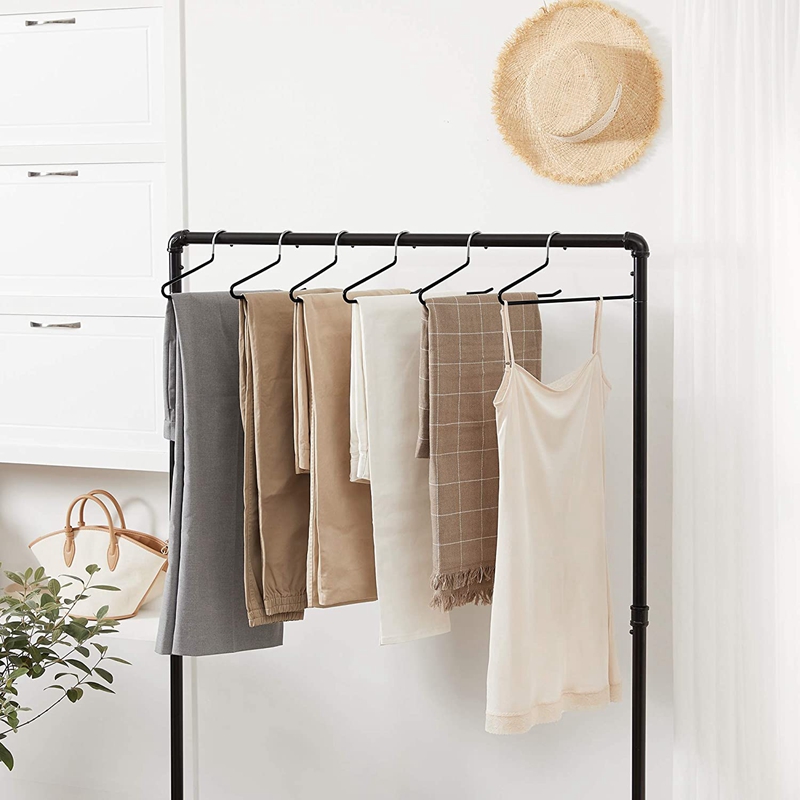 Metal Coat Hangers, 20 Pieces, Trouser Hangers, Made of ø 5 mm Wire, Coated with Pvc Plastic, Non-Slip, 35cm, Black