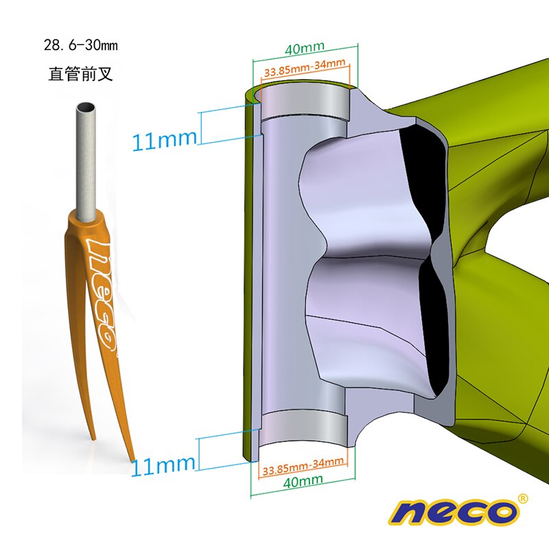 Neco-cascos de bicicleta sin rosca, cascos de bicicleta de carretera, con piñón fijo, taza externa 1, 1/8, 1.125 pulgadas, 34MM