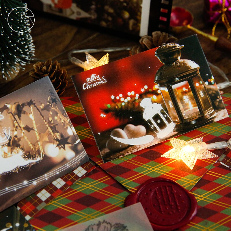28 Sheets/Set Merry Christmas LOMO Card DIY Mini Greeting Card Warm Christmas Eve Wishes Message Card
