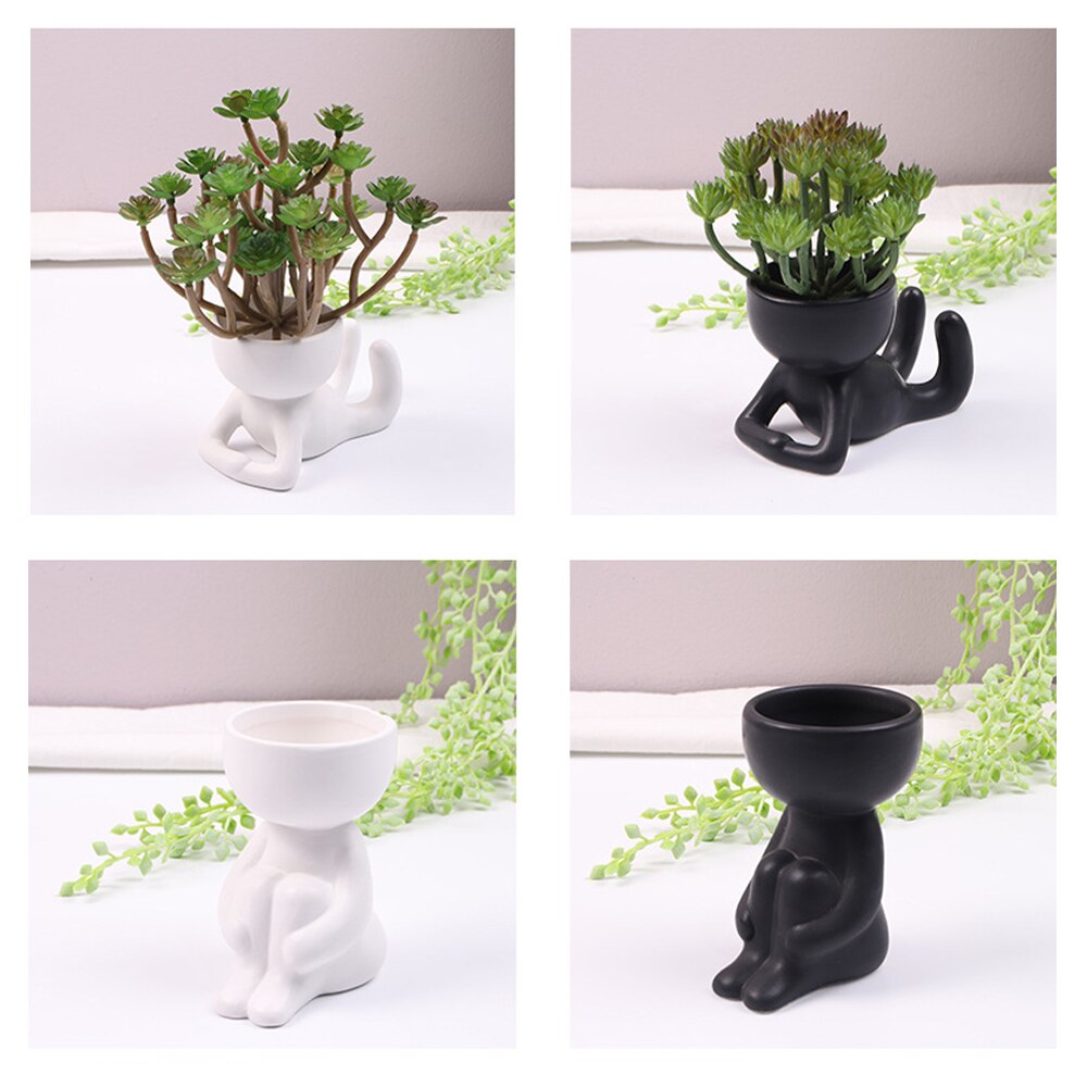 Little People Body Art Flower Pot Nordic Ceramics Desktop Window Crafts Home Decorat Ornaments Plant Pot Vase