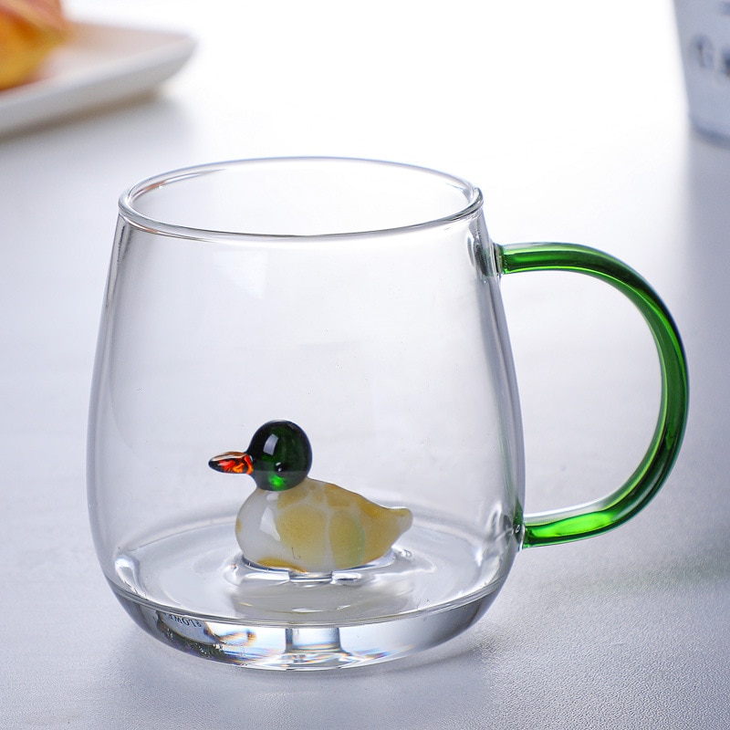 380ML Cartoon Animal Shape Glass Home Cute High Borosilicate Glass Single Layer Cup Living Room with Guests Juice Cold Drink Cup