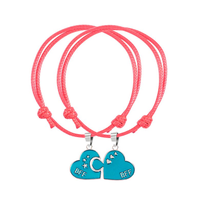 BFF Friendship Jewelry Bracelet 2 Piece Set Leather Cord Pendant Men And Women Heart Shape Alloy Best Friend: SL208-A