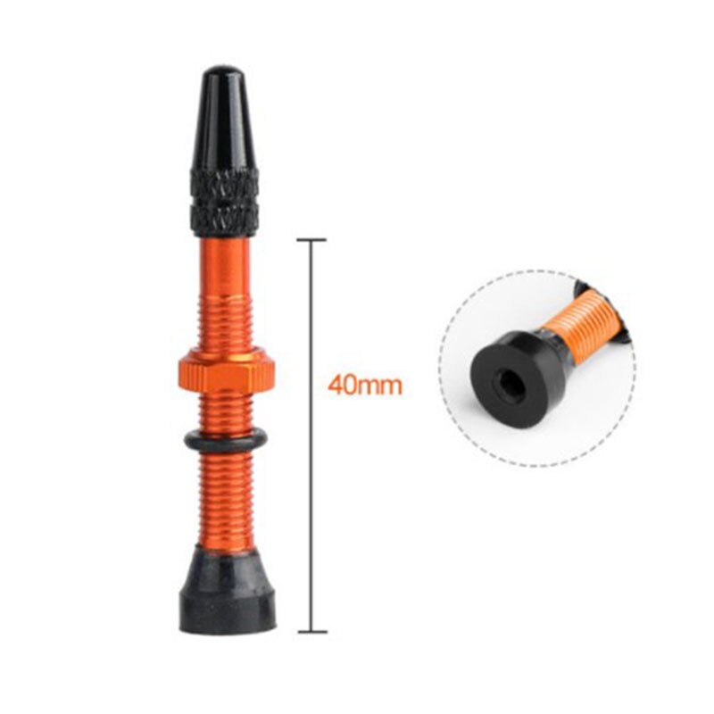 MTB Mountain Bike Carbon Rim Tubeless Valve Road Bicycle Aluminum Alloy French Presta Valve F/V 40MM 60MM: Orange 40