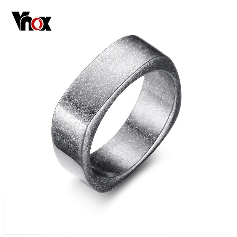 Vnox Vintage Oxide Siver Ring Rvs Metalen Mannen Sieraden