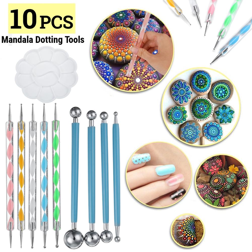 40Pcs Diy Puntjes Staven S Pennen Mandala Schilderen Puntjes Gereedschap Hout Rotsen Art Craft Tekening Nail Art Craft Decoratie handwerk: 10PCS