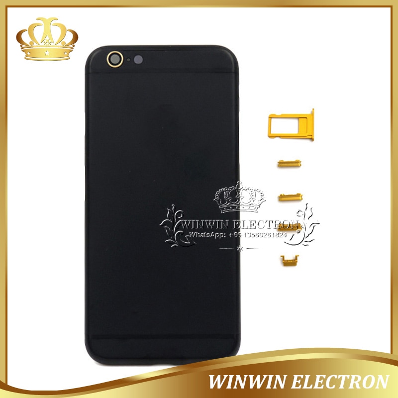 1 PCS Goede Garantie Chassis Back Cover voor iphone 6S Zwart Batterij Deur Behuizing Midden Frame met Kaart Lade knoppen Tool