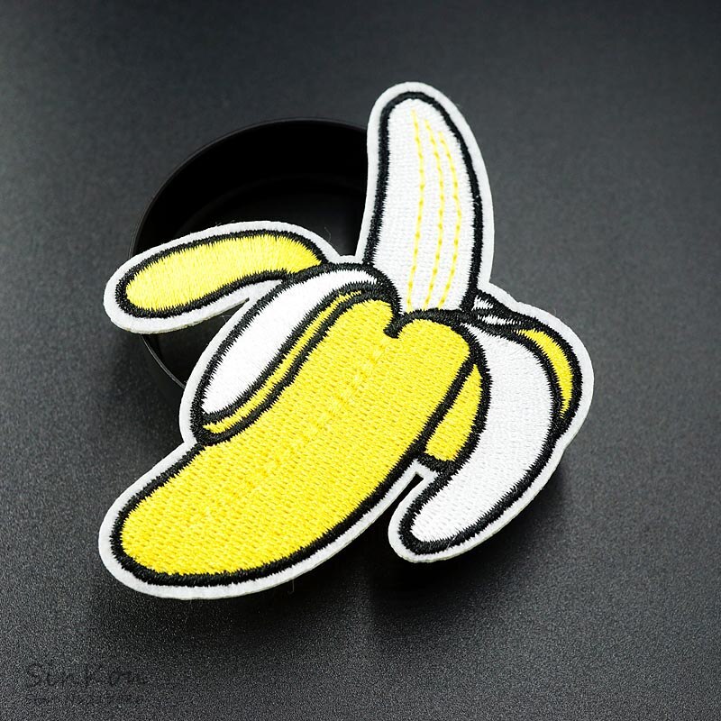 Banaan (Size:6.8X8.5cm) geborduurde Patch Voor Kleding Ijzer Op Naaien Applique Leuke Patch Stof Kleding Schoenen Tassen Diy Decoratie