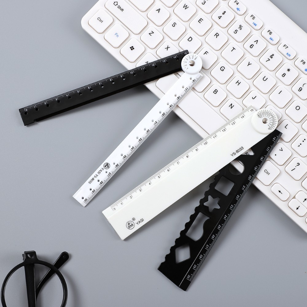 Reglas rectas plegables de plástico, blanco y negro, 30Cm, para estudiantes de dibujo, papelería para niños, suministros escolares, papelería, 1 ud.