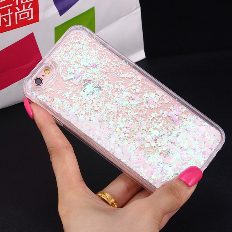 Liquido lusso Glitter Sabbia Stella Casse Del Telefono Mobile Per il iPhone 6 6s 5 5S 5SE 7 7 Plus cuore Dinamico Posteriore In Plastica Morbida Bordo Fundas: For iPhone 5 5S / White