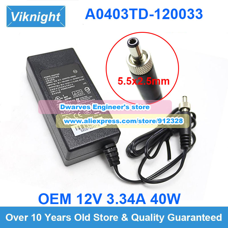 OEM A0403TD-120033 AC/DC Adapter ADS0361-U120250 KSD-1203000 12V 3.34A 40W Laptop Charger for ​Aaeon ​RTC-710RK RTC-710AP RUGGED: Orange
