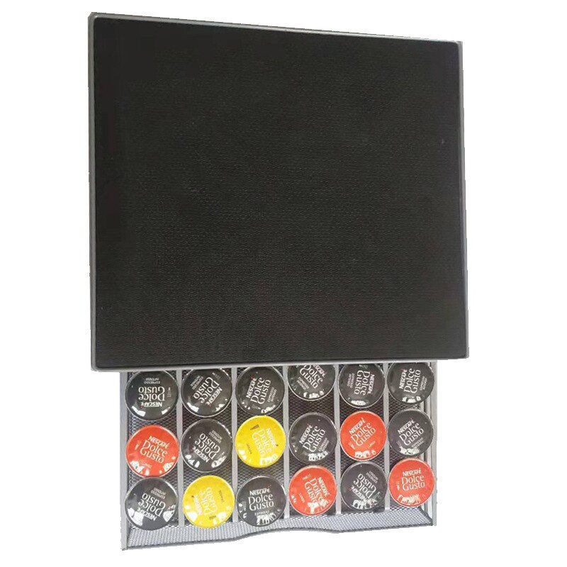 Dolce Gusto-cajón de almacenamiento para cápsulas, 24 Uds., soporte negro de fila recta, giratorio, estante de Metal, chapado, acero inoxidable, nuevos estantes para café