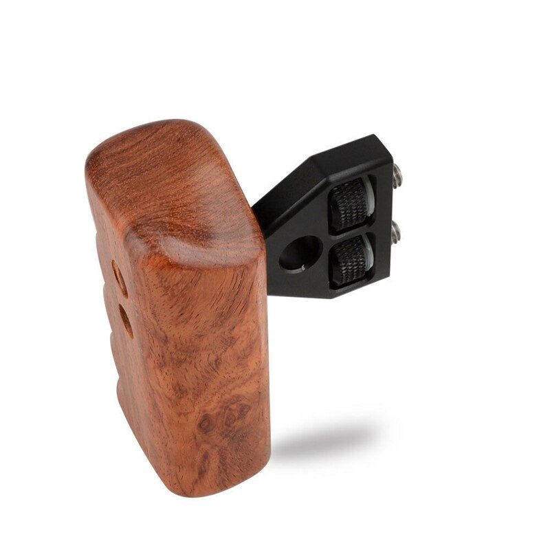DSLR Camera Left Wooden Handle Grip Mount Support for DV Video Cage Rig Spacing 18mm