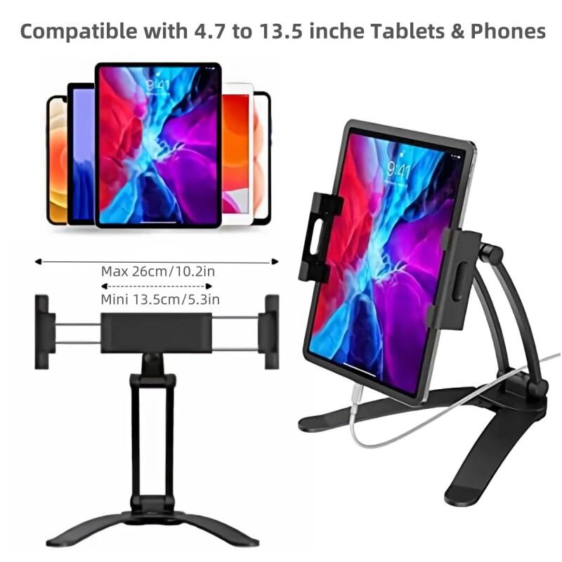 Wall Tablet Mount For Kitchen Cabinet 360 Rotating Metal Phone Tablet Bracket 5-13.5 Device for IPad IPhone Tab Stand Desktop