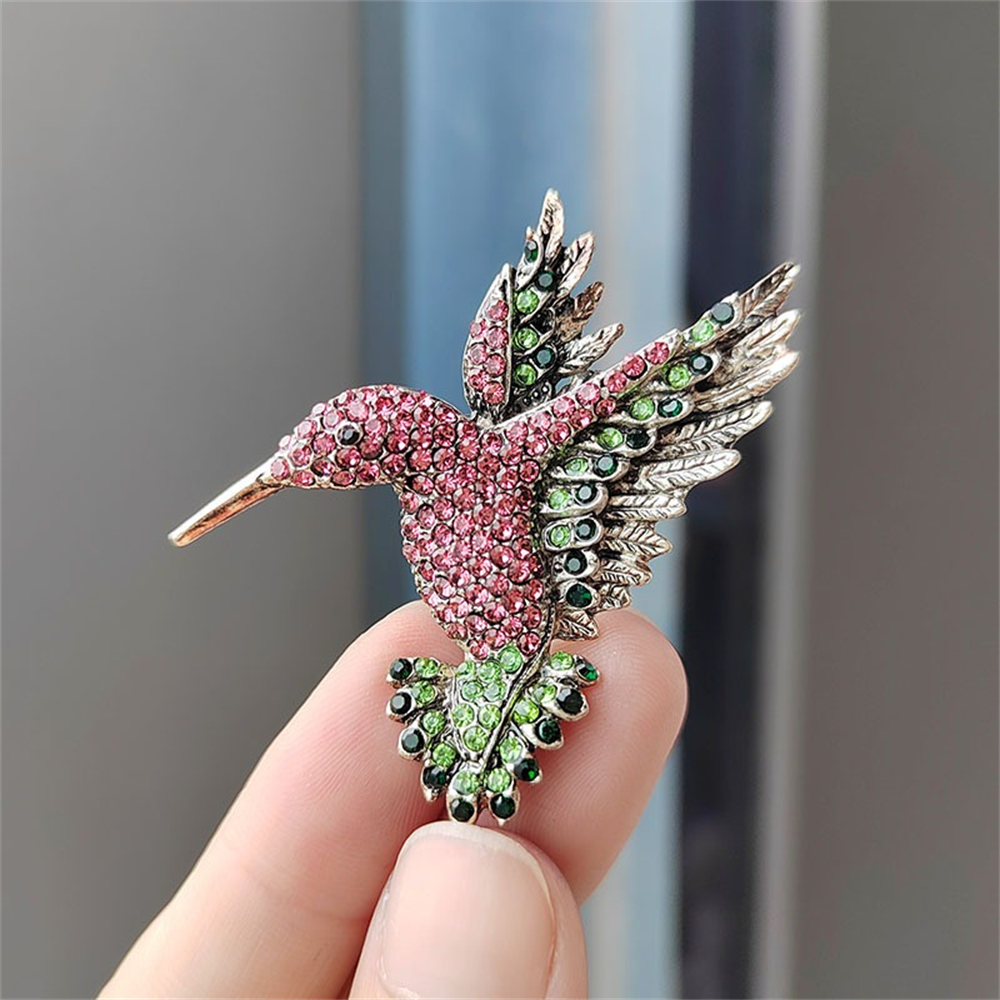 Men Birds Pin Brooch Colorful Rhinestone Brooches For Women Hummingbird Animal Pins Clothing Accessories Party Jewelr %s: Imitation Rhodium Plated