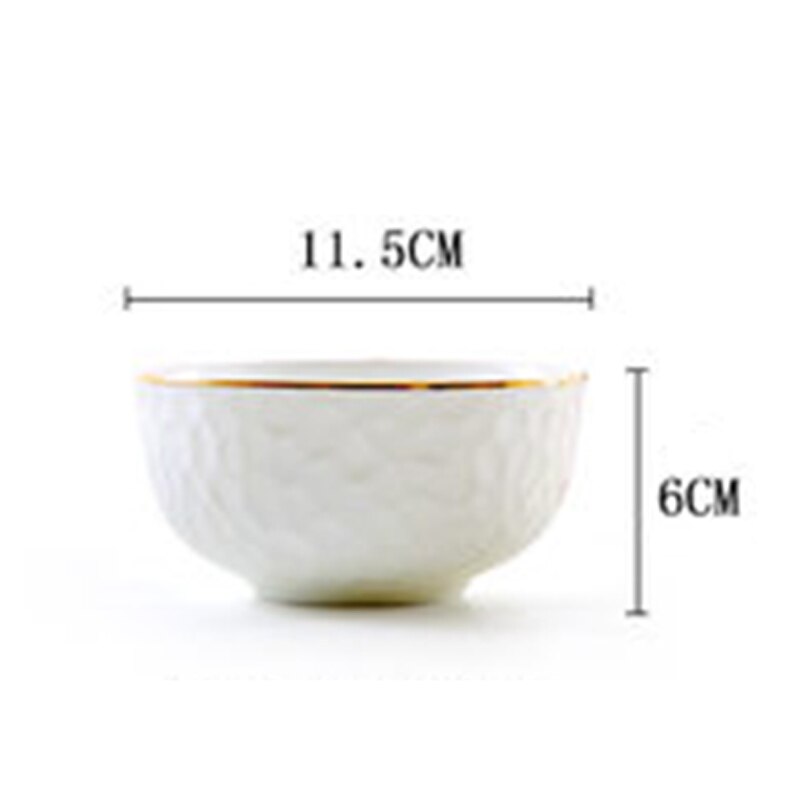 Ceramic Tableware Rice Bowl Hand-painted Gold Phnom Penh Soup Bowl Bone China Embossed Noodle Bowl Kitchen Accessories: 4.25 inch