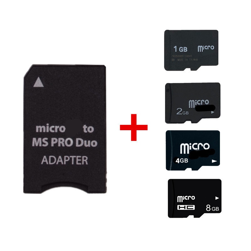 ! 8gb 4gb 2gb 1gb microkaart sd tf-kaart + memory stick pro duo-adapter