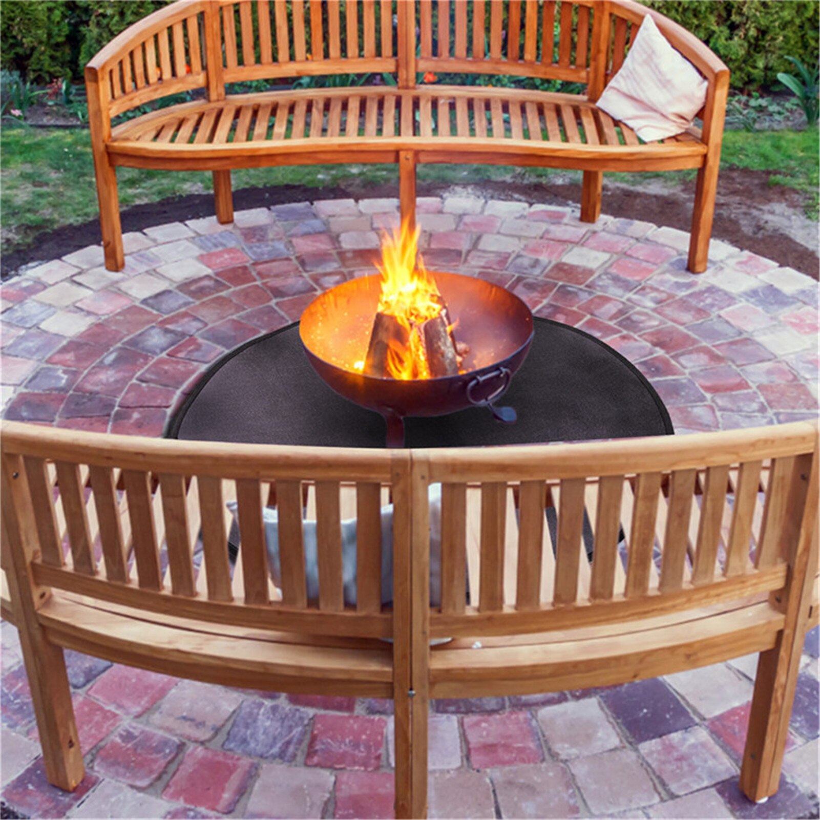 Tapis de Protection pour foyer et Barbecue, rond, résistant au feu, pour cheminée
