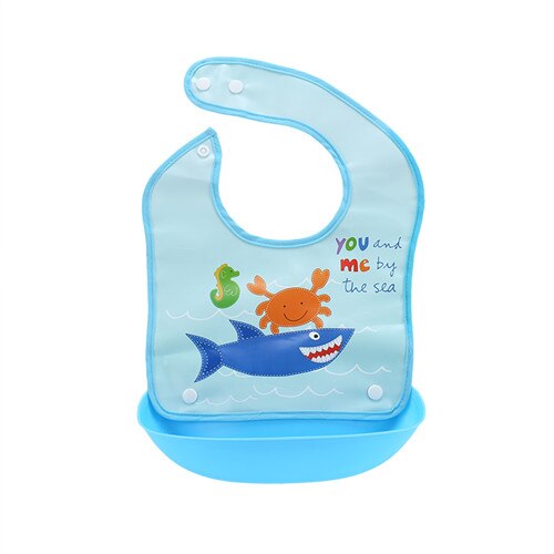 slabbers waterdichte siliconen Bib kids schort rijst zak print feed tas eten dragen QD47: QD4704 Shark