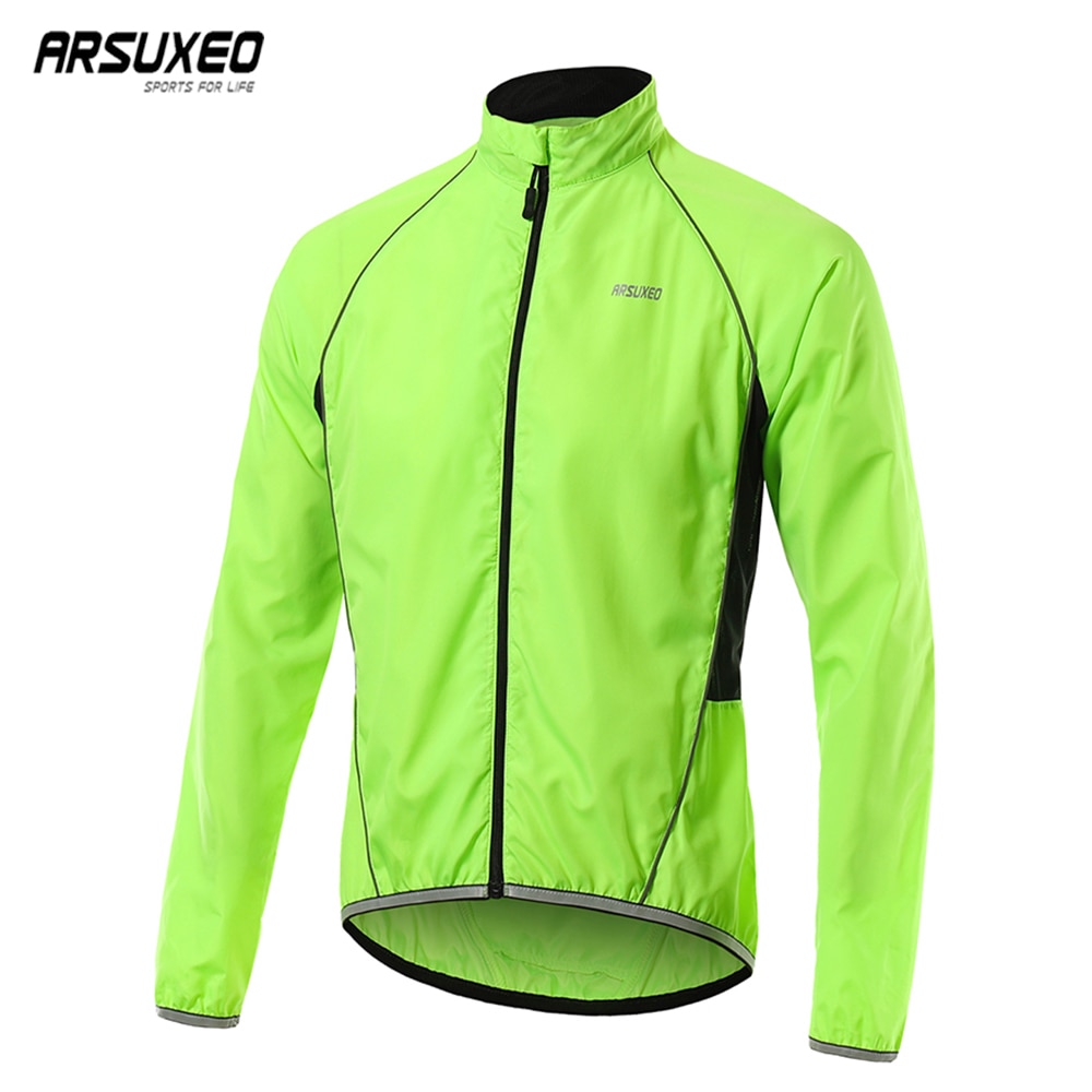 ARSUXEO Men Cycling Windbreaker Wind jacket Windproof Waterproof Mountain Bike MTB Clothing Reflective Bicycle Wind Coat
