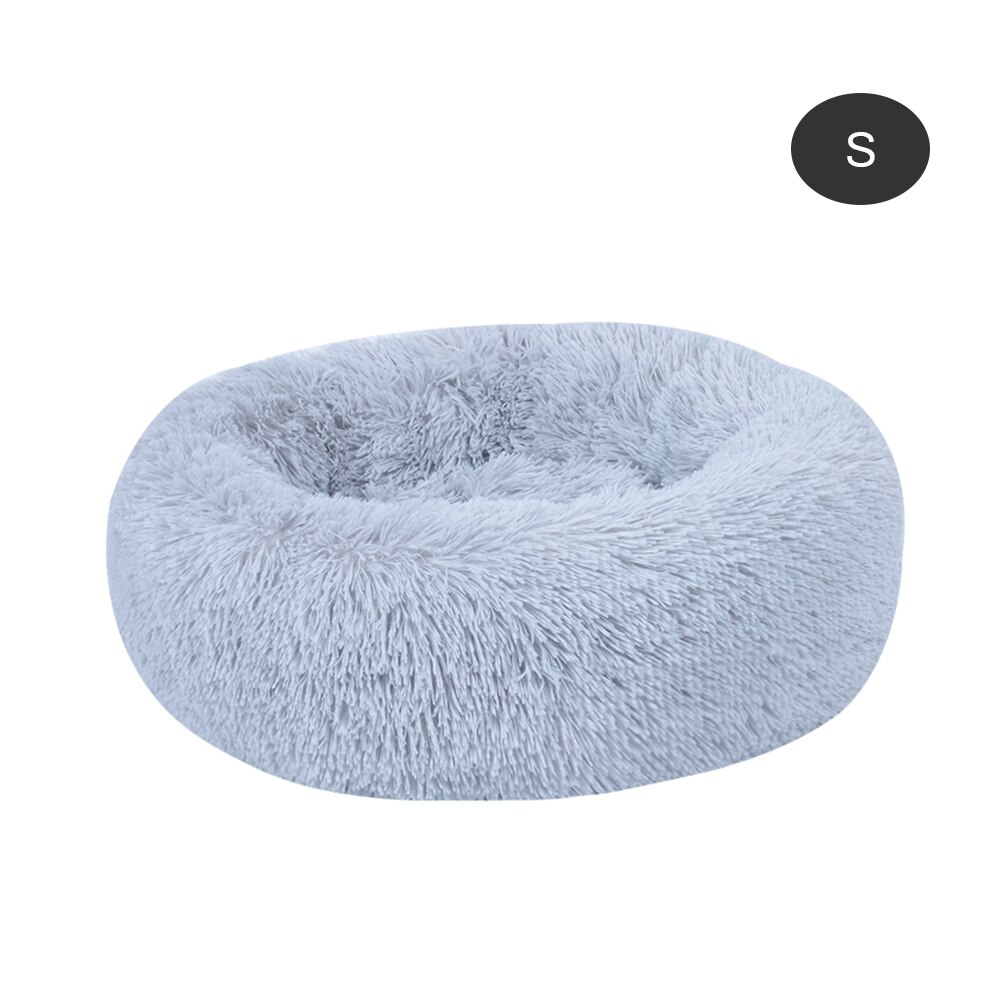 Ronde Hond Bed lange pluche Hond Kennel Wasbare Kat Huis Zachte Katoen Matten Sofa Voor kleine grote Hond Chihuahua Hond mand huisdier bed: A-Gray / 50cm