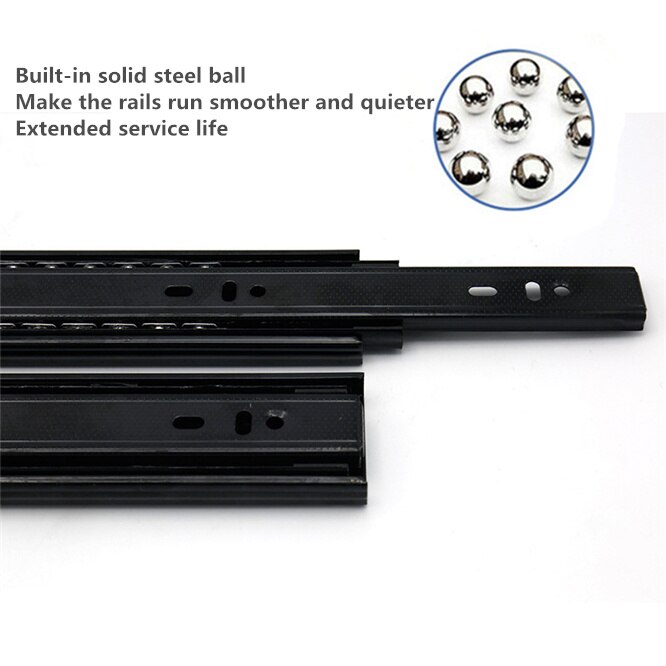 2 stk høy 8 &quot; 3-- fold kulelager teleskopisk skap skuff glideskinner rustfritt stål skuff glider møbler hardware