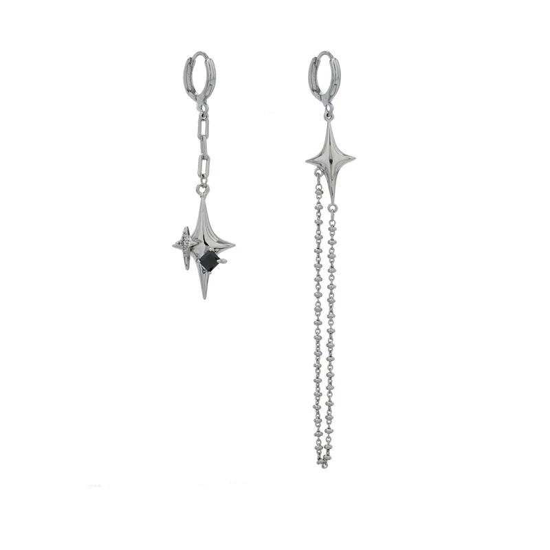 CIAXY-pendientes asimétricos de estrella de cuatro puntas para mujer, aretes de gota de cadena de borla Simple, joyería de de