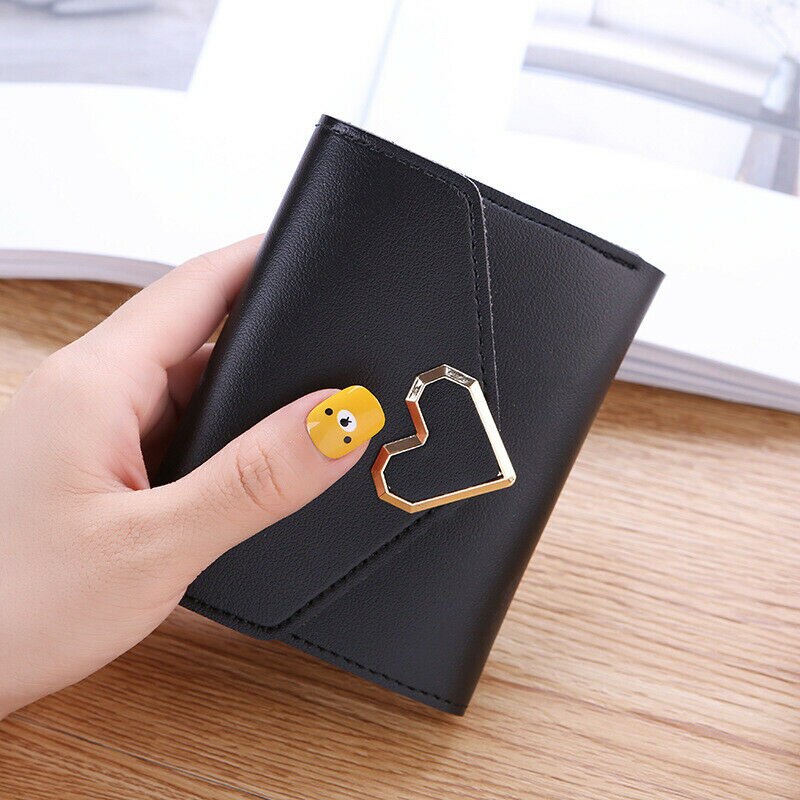 Womens Wallet for Credit Card Holder Small Luxury Slim PU Leather Cute Short Purse Girls Lady Wallets for Women: Black