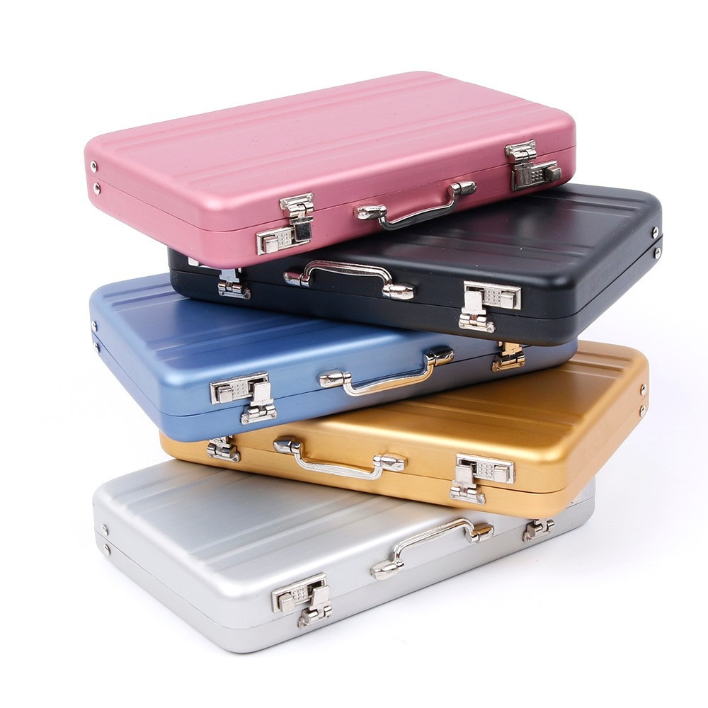 Rectangle Aluminum ID Credit Card Holder Storage Case Box Business Bank Card Holder Suitcase Shape Organizer 2022