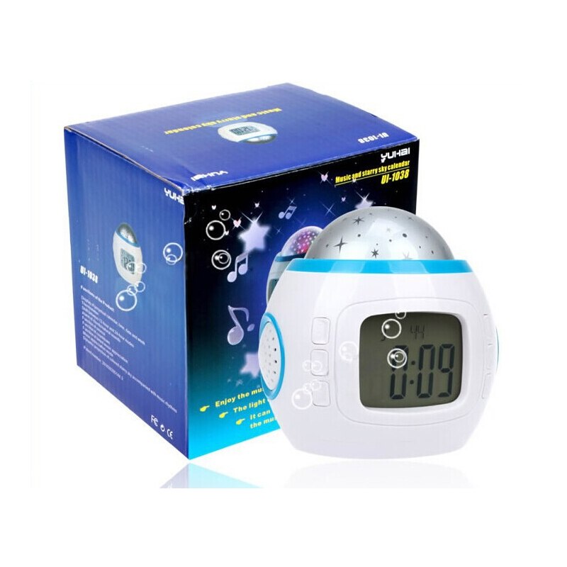 Sky Ster Kinderen Babykamer Nachtlampje Projector Lamp Slaapkamer Muziek Wekker Ochtend Wakker Wekkers Desktop Naast @ L