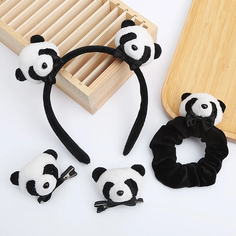 Aikuiset lapset pehmoiset pandapanta hiuslenkit rannekorut rintaneula hiusneula pojan syntymäpäiväjuhlat cosplay-asu halloween
