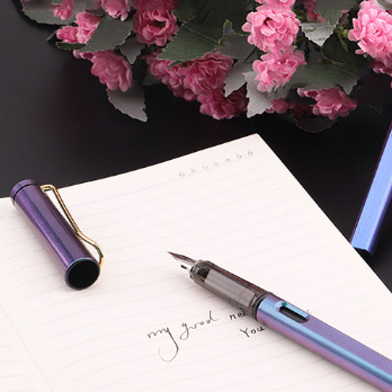 1/10Pcs/Set Pen 0.5mm Gradient Colors Signature fountain pen Black/Blue Ink School Office Pens Kids Stationery