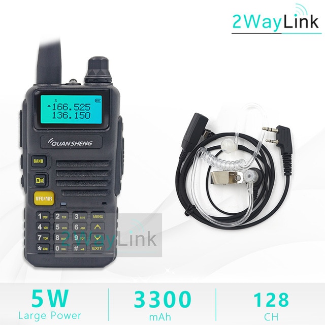 Iluminación led en UV-R50 TG-UV2 Walkie Talkie UV-R50-2 UHF, VHF 5W Radio de dos 3300mAh portátil de iluminación led en UV-R50 (-1) Radio TG-UV50R: Add Acoustic Headset