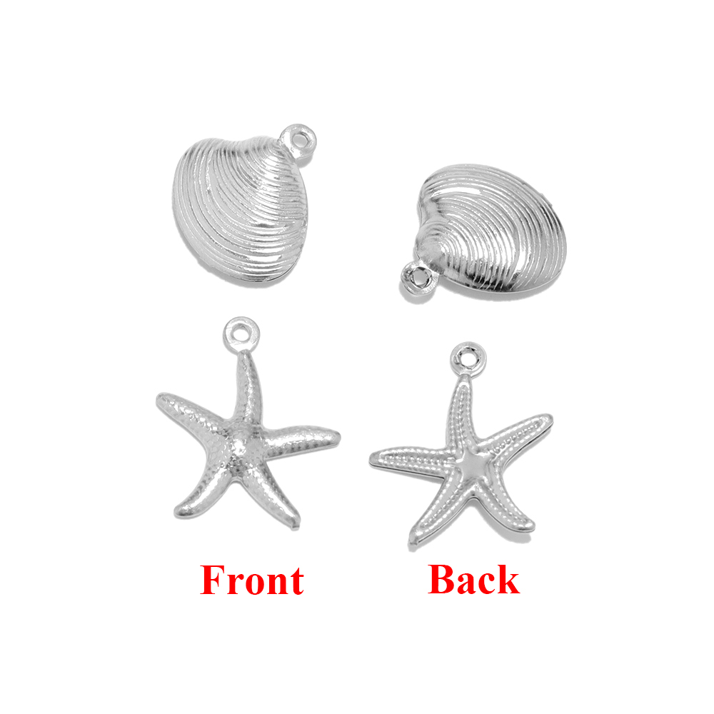 Breloques étoile de mer en acier inoxydable, couleur or, pendentif en coquillage, collier, Bracelet, résultats pour bricolage, accessoires de fabrication de bijoux, 20 pièces/lot